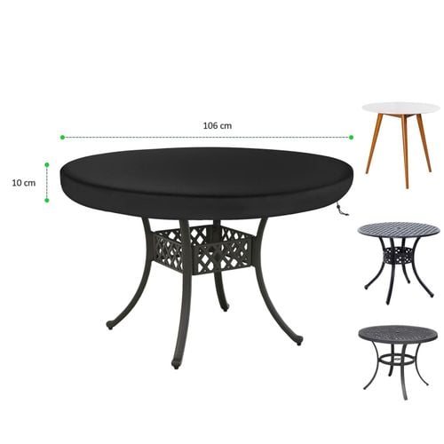Pokrowiec Ochronny na Okrągły Stół Ogrodowy Wodoodporny 106x10 cm Czarny na Arena.pl