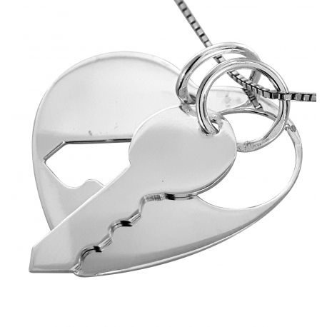 SREBRNY WISIOREK DLA DWOJGA SERCE Z WYCIĘTYM KLUCZYKIEM PRÓBA SREBRA 925 GRAWER GRATIS na Arena.pl