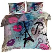 Pościel 3D bawełna satyna 200x220cm DZIEWCZĘCY PARYŻ