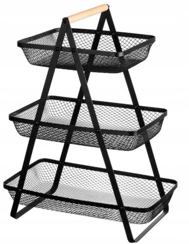 PATERA KOSZYK KOSZ TRZY POZIOMOWY NA OWOCE WARZYWA METALOWY CZARNY na Arena.pl