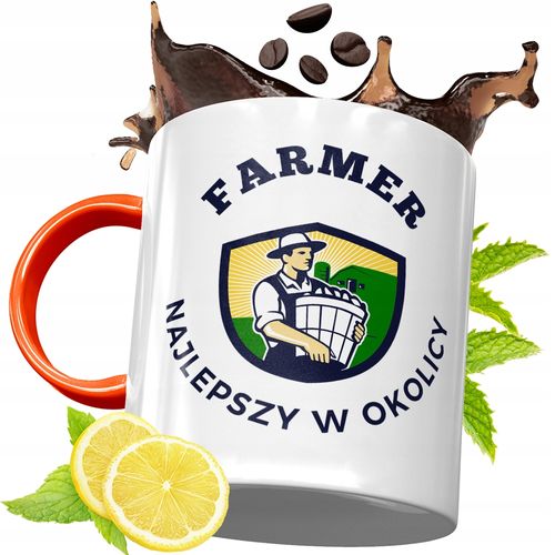 Kubek Pomarańczowy Dla Rolnika Prezent Z Nadrukiem Ze Zdjęciem na Arena.pl