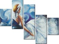 100 75CM OBRAZ 5 ELEM BŁĘKITNA DAMA ŚCIENNY