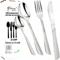 ZESTAW SZTUĆCÓW STALOWYCH 48EL SERWIS OBIADOWY SZTUĆCE NA 12OSÓB NA PREZENT