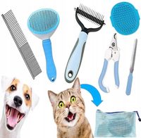 Zestaw do Kompleksowej Pielęgnacji Psa Kota (6w1) szczotka grzebień cążki