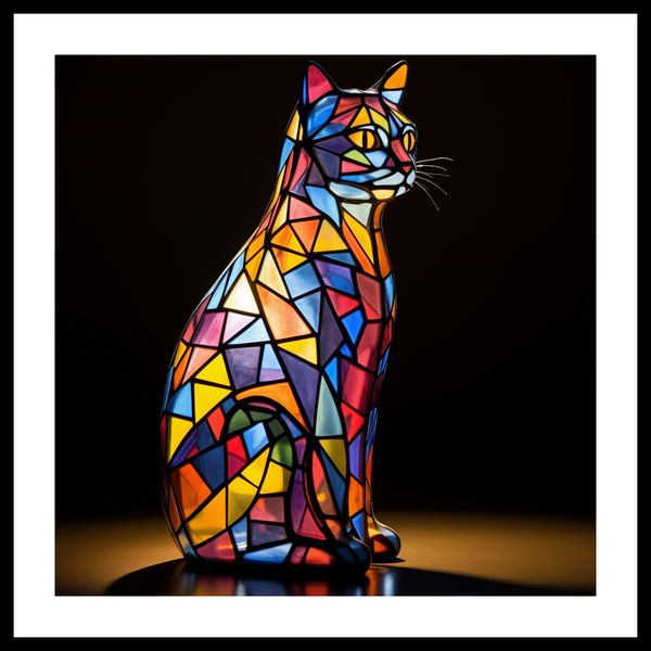 Plakat 60x60cm Koci Witraż zdjęcie 3