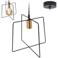 Lampa Czarna Złota Metalowa Wisząca Lampa Sufitowa Żyrandol Loft