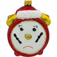 Bombka choinkowa ręcznie malowana - Zegar Świąteczny Budzik: czerwony