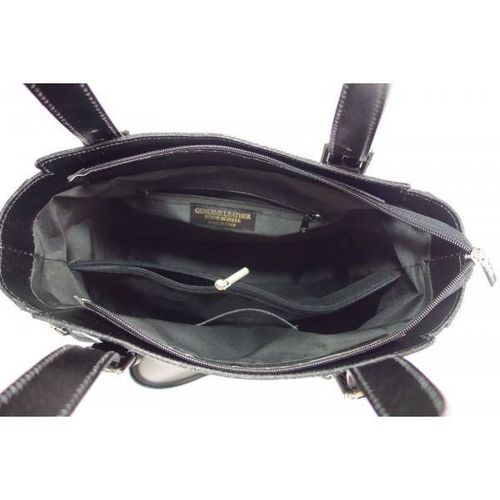 Włoska torebka skórzana, kuferek mieści A4 ,Vera Pelle ,Czarny V884N na Arena.pl