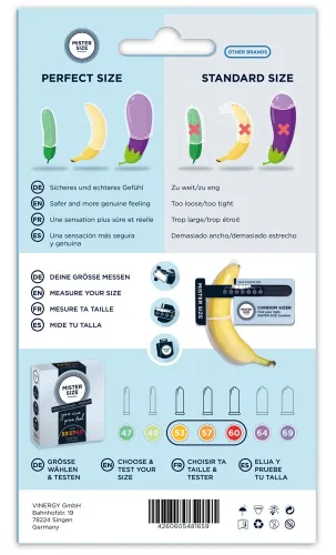 mister size - prezerwatywy testowe 3 rozmiary lateksowe 53/57/60 mm na Arena.pl