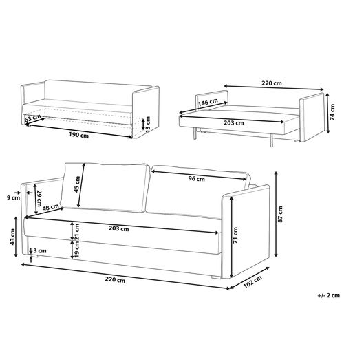 Sofa rozkładana jasnoszara EKSJO na Arena.pl