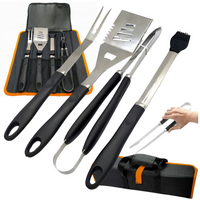 zestaw do grillowania stalowy łopatka szczypce przybory do grilla etui 4w1