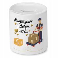 Skarbonka Dla Magazyniera O Złotym Sercu Prezent Z Nadrukiem Ze Zdjęciem Z