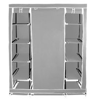 ND12_14242 Szafa na ubrania podwójna z półkami szara 5902802915146