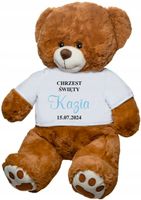 PLUSZOWY MIŚ brązowy z koszulką dla dziecka prezent na chrzest HAFT