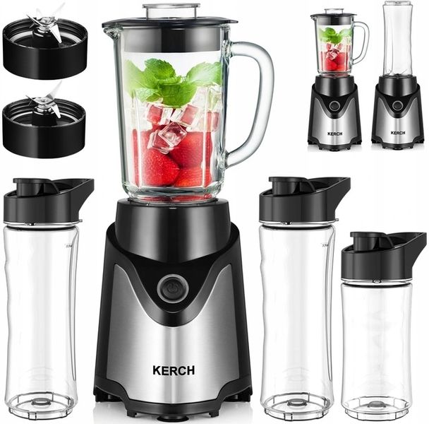 BLENDER KIELICHOWY SZKLANY DO KOKTAJLI KERCH FIT 3BIDONY 900W KRUSZY LÓD zdjęcie 1