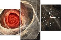 60CM 90 ZEGAR 3 ELEM RÓŻA KTALNA POMARAŃCZ ŚCIENNY