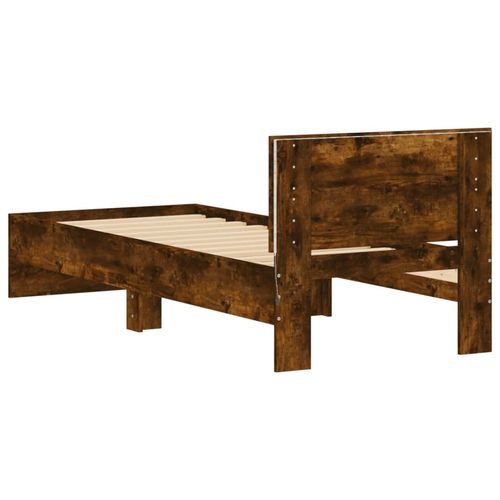 Rama łóżka z wezgłowiem i LED, przydymiony dąb, 90x200 cm na Arena.pl