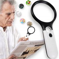 LUPA SZKLANA PODWÓJNA POWIĘKSZAJĄCE SZKŁO Z OŚWIETLENIEM DO CZYTANIA