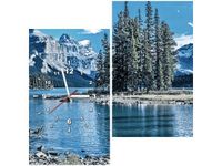 60X60CM ZEGAR JEZIORO MALIGNE ZIMĄ OBRAZ DREWNO ŚCIAN KWADRAT