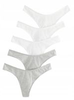 Majtki Lindex Thong 'Nellie' szaro-białe S
