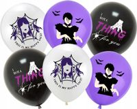 ZESTAW BALONÓW Z NADRUKIEM Addams Wednesday DEKORACJA URODZINOWA NA IMPREZE