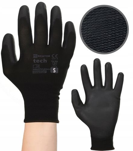 rękawice robocze mercator tech black+black pu - s - 240 par na Arena.pl