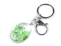 Brelok naturalne kwiaty w żywicy zielony