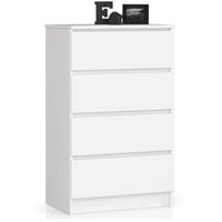 Komoda do sypialni, 4 szuflady, STILO, 60x40x99 cm, biel, mat | TYLETEGOTU