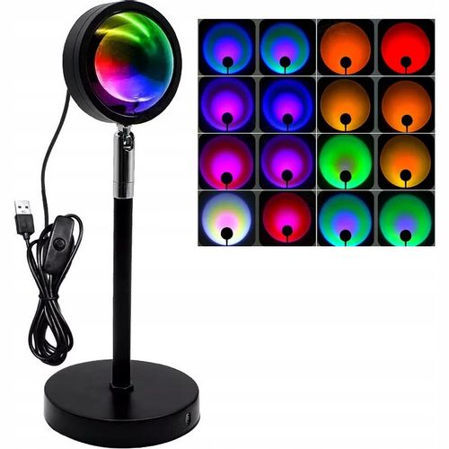LAMPKA LED PROJEKTOR ZACHÓD SŁOŃCA TĘCZA PREZENT na Arena.pl