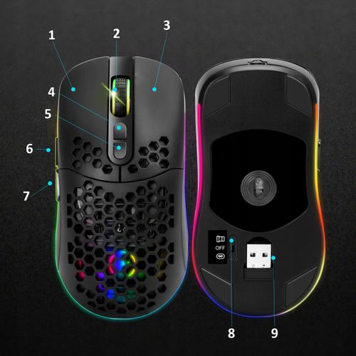 Myszka bezprzewodowa KOMPUTEROWA RGB 7 PRZYCISKÓW DO GIER sensor optyczny na Arena.pl