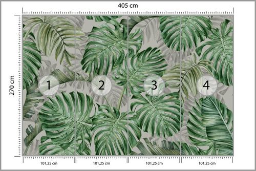 Fototapeta Do Sypialni Liście MONSTERA 3D 405cm x 270cm na Arena.pl
