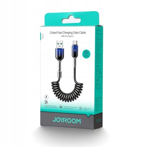 JOYROOM KABEL PRZEWÓD USB DO AUTA CAR PLAY SPIRALNY 3A USB-A/USB-C 1,5m na Arena.pl