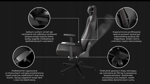 Fotel Gamingowy Biurowy Komputerowy GENESIS Nitro 890 G2 Czarny na Arena.pl