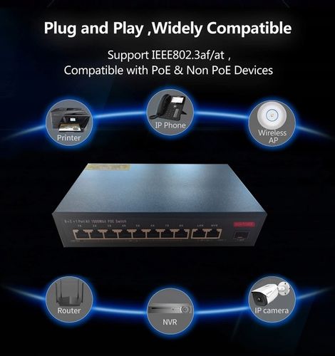 Switch POE 8xPoe100Mb/s 2xUplink1Gb/s do kamer IP na Arena.pl