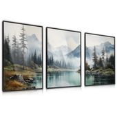Zestaw 3X Plakat W Ramie Krajobraz Jezioro Góry Las Natura 30cm x 40cm