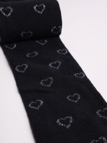 Rajstopy dziewczęce z lurexem serca czarne 140-146 YOCLUB na Arena.pl