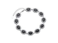 RODOWANA SREBRNA BRANSOLETA CZARNE CYRKONIE KLASYK