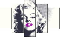 70 100CM OBRAZ 5 ELEM MARILYN MONROE FIOLETOWYMI USTAMI DRUK PŁÓTNO