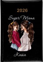Kalendarz A5 2026 tygodniowy KSIĄŻKOWY SUPER MAMA prezent z imieniem