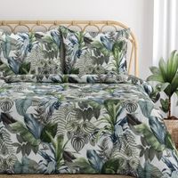 Pościel Davos 160x200 + 70x80 zielona bawełna ranforce kwiaty