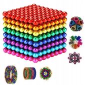 TĘCZA KULKI MAGNETYCZNE CUBE 8 KOLORÓW KULA GADŻET ANTYSTRESOWY 5MM 216 SZT