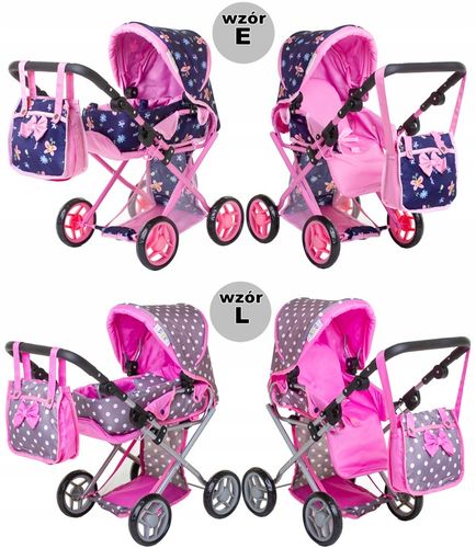 Wózek dla lalek 3w1 SPACEROWY GŁEBOKI + INTERAKTYWNA LALKA BOBAS zestaw XXL na Arena.pl
