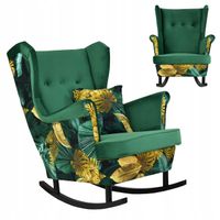 Fotel uszak Ari Print Duo bujany skandynawski  monstera