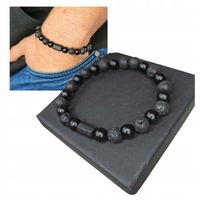 BRANSOLETKA MĘSKA TURMALIN LAWA WULKANICZNA TALIZMAN AMULET OCHRONA PREZENT