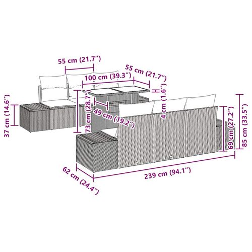Zestaw Sof na Ogród z poduszką 7 pcs Jasnoszary i ciemnoszary na Arena.pl