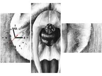 100CM 70CM ZEGAR 3 ELEM BALETNICA CZERNI BIELI ŚCIENNY OBRAZ
