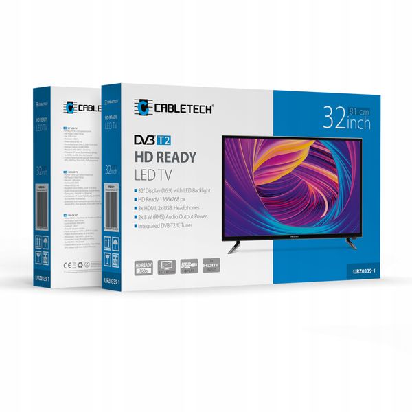 Telewizor 32" Cabletech DVB-T2 H.265 HEVC 3xHDMI 2xUSB zdjęcie 7