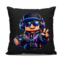 Gamer z padem - czarna poduszka na prezent GRA KONSOLA GRACZ DZIECKO