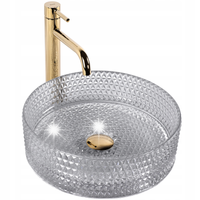 UMYWALKA NABLATOWA SZKLANA KRYSZTAŁOWA SZARA TRANSPARENTNA REA CRISTAL 35cm