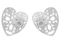 Delikatne rodowane srebrne ażurowe kolczyki serca serduszka celebrytka srebro 925 V006S